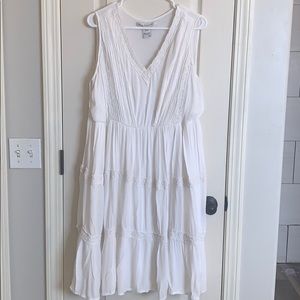 American Rag White Crochet Detail Midi Dress 1X